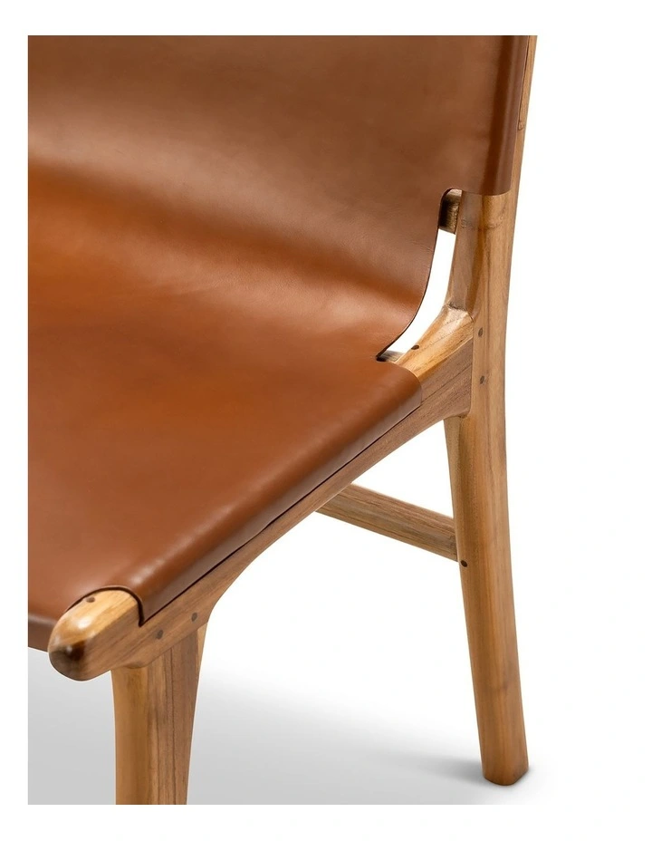 Lazie Leather Sling Dining Chair Set Of 2 in Coco Tan image 6
