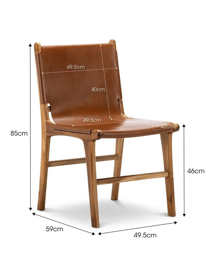 Lazie Leather Sling Dining Chair Set Of 2 in Coco Tan image 7