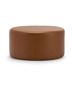 Halle Medium Round Ottoman In Whiskey Tan