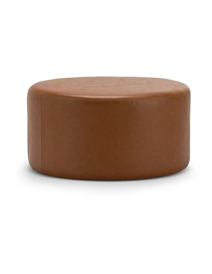 Halle Medium Round Ottoman In Whiskey Tan image 1