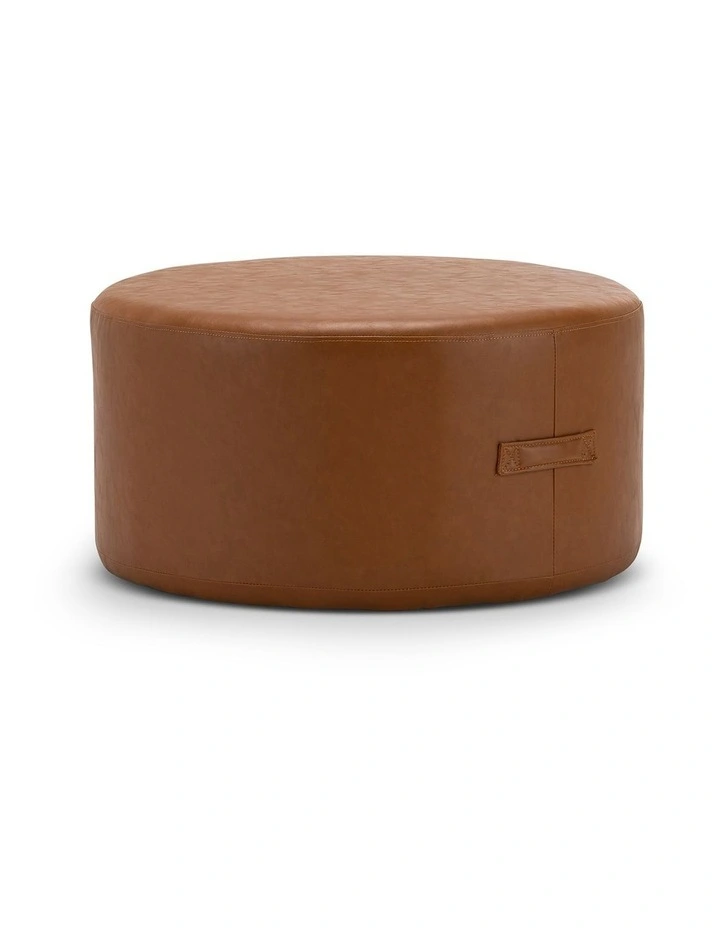 Halle Medium Round Ottoman In Whiskey Tan image 2