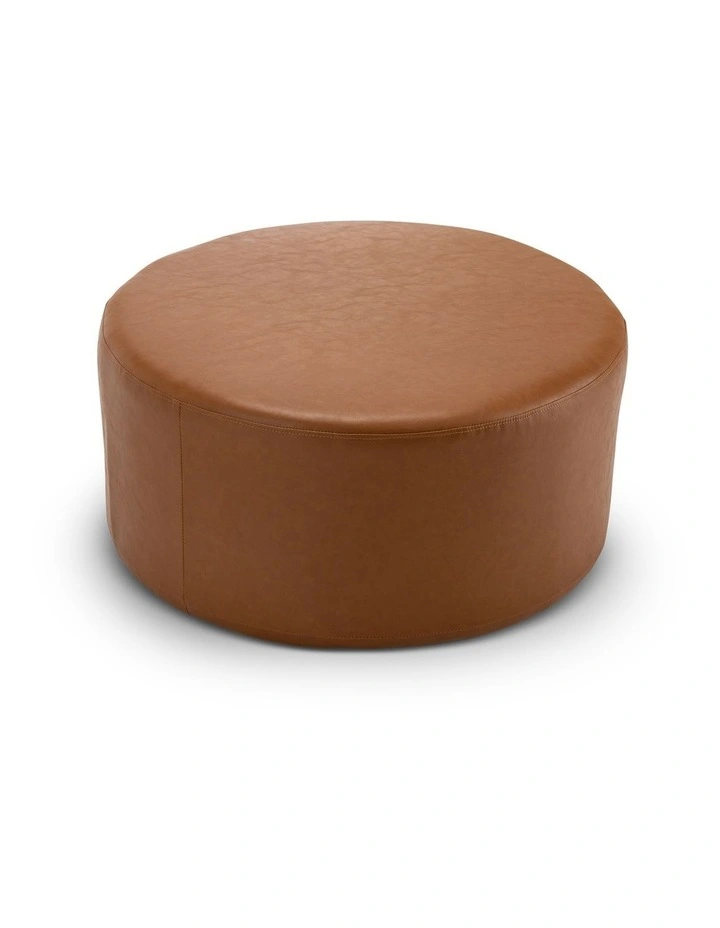 Halle Medium Round Ottoman In Whiskey Tan image 3