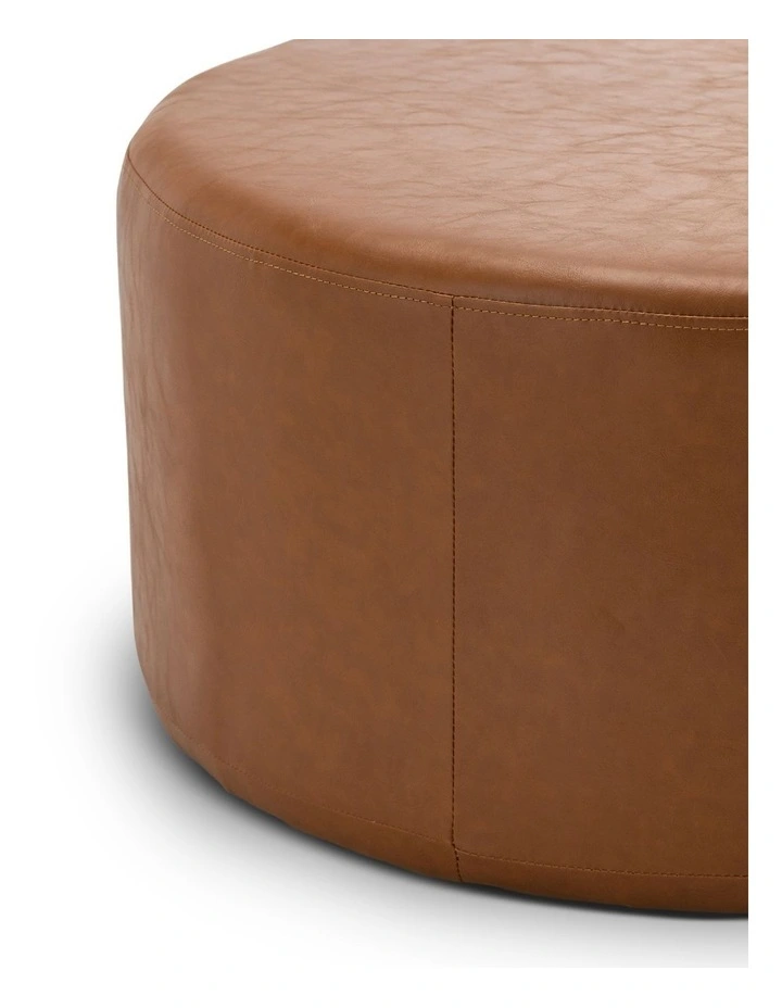 Halle Medium Round Ottoman In Whiskey Tan image 4