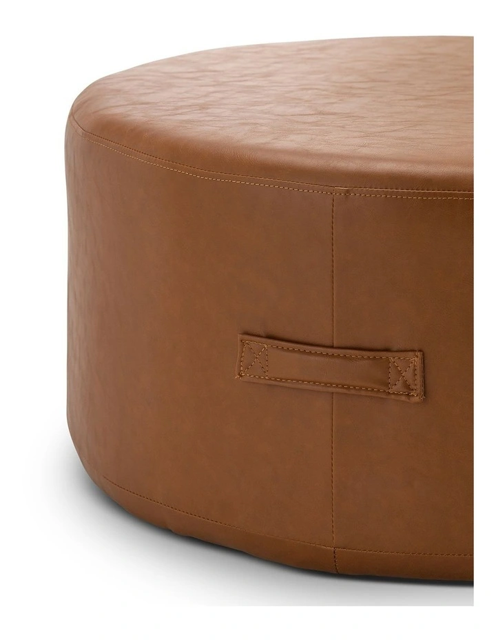 Halle Medium Round Ottoman In Whiskey Tan image 5