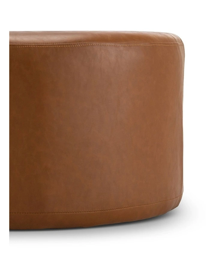Halle Medium Round Ottoman In Whiskey Tan image 6