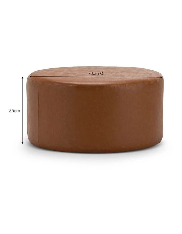 Halle Medium Round Ottoman In Whiskey Tan image 7