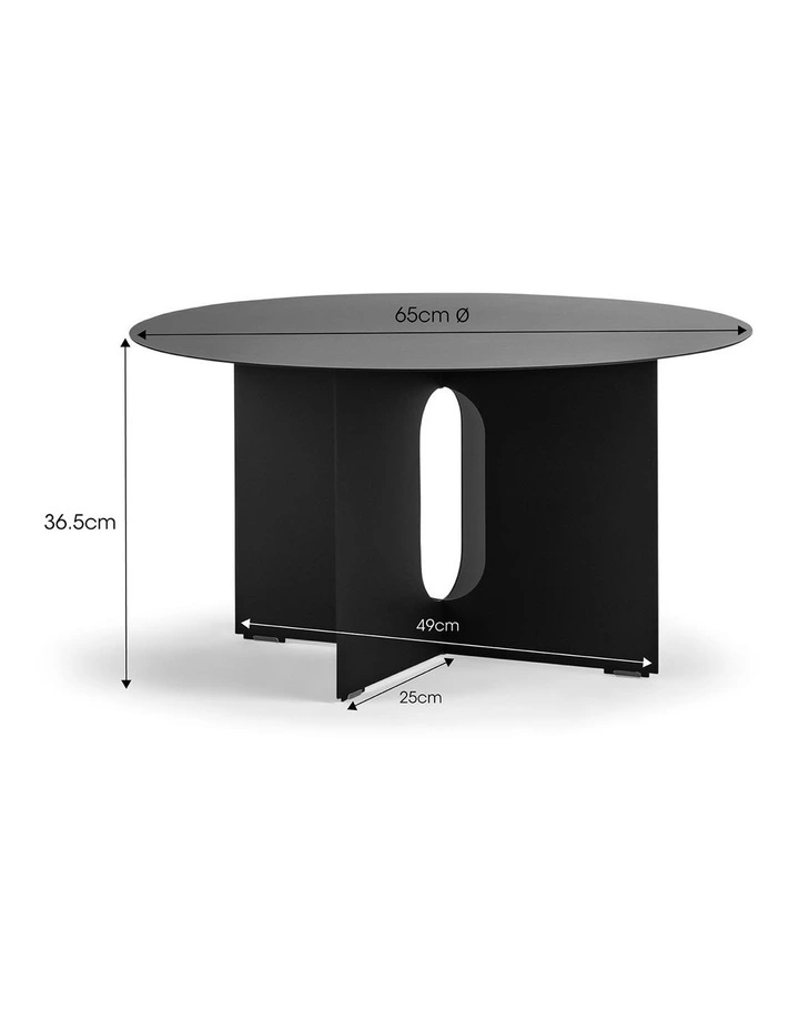 Kiyo Round Steel Coffee Table In Matte Black image 7