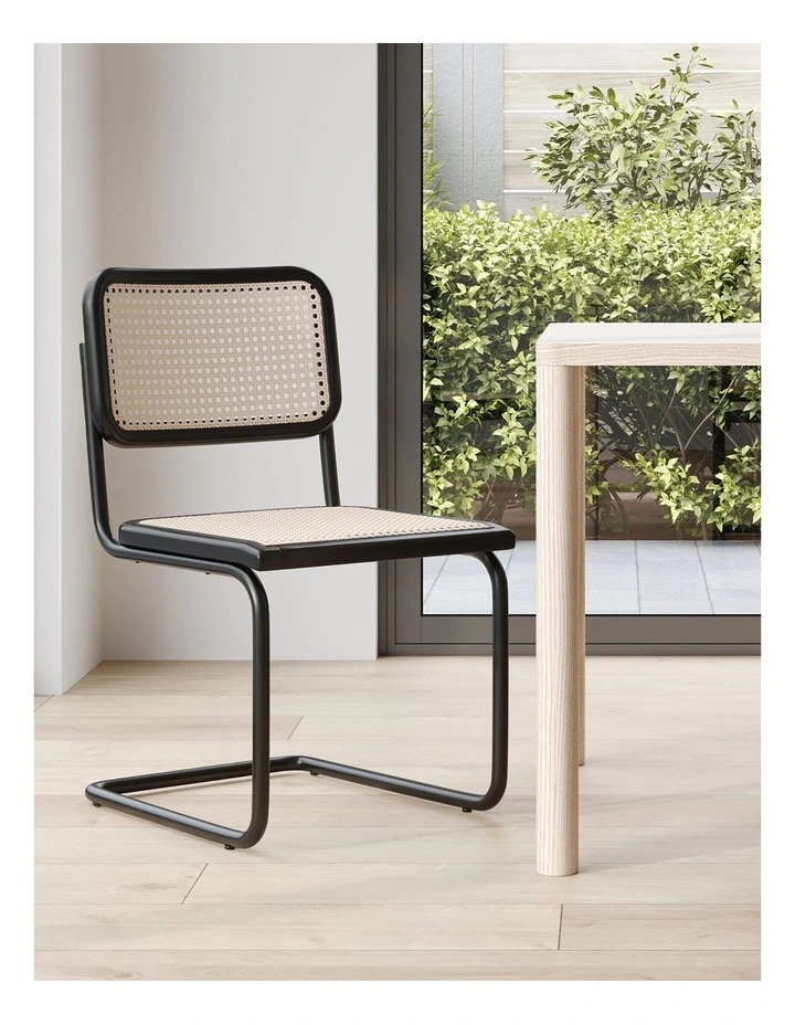 Blaire Cantilever Rattan Dining Chair Set Of 2 in Black image 3