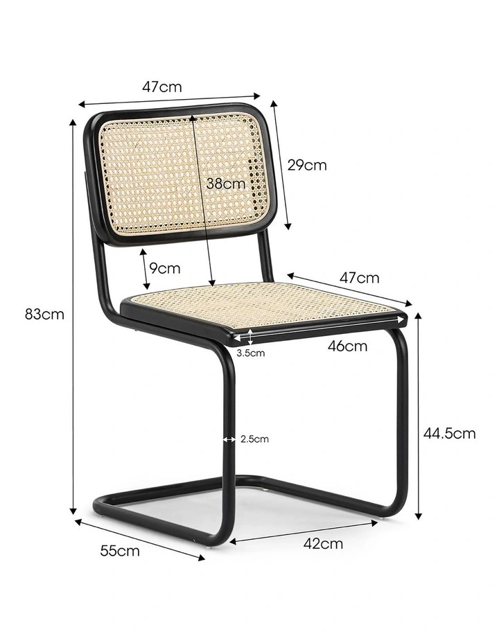 Blaire Cantilever Rattan Dining Chair Set Of 2 in Black image 7