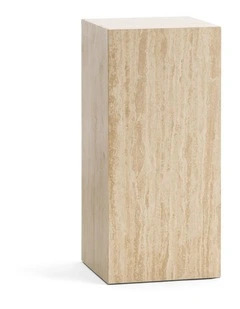 Cubie Plinth Medium In Cream Travertine