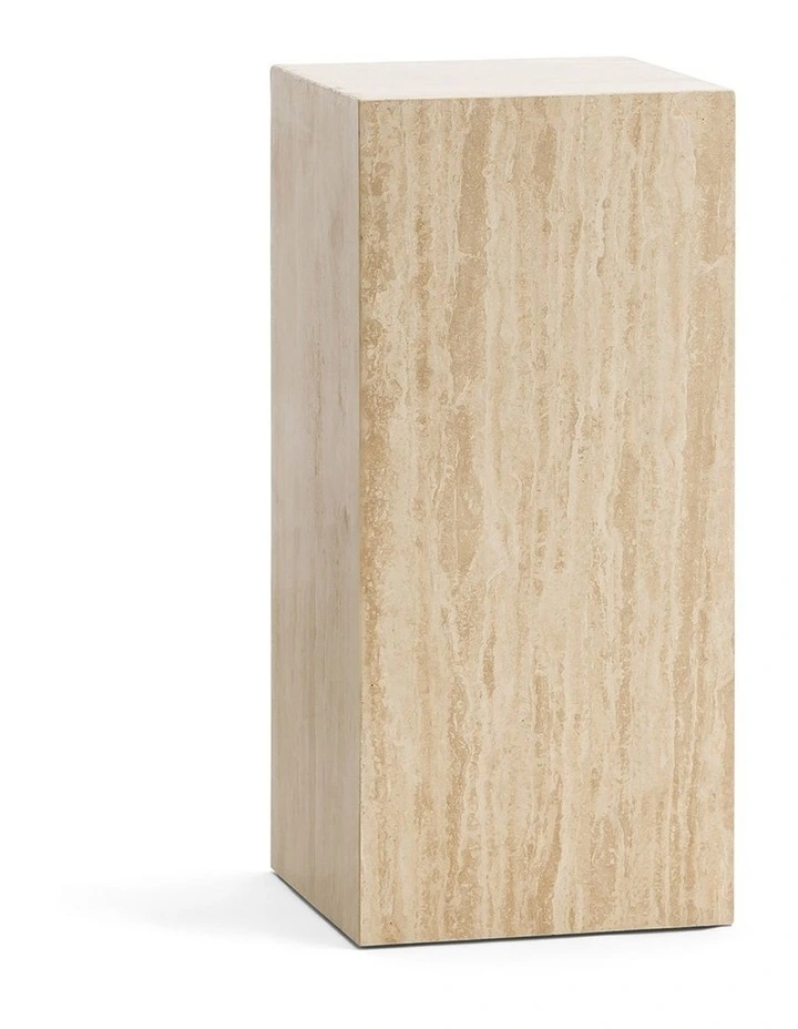 Cubie Plinth Medium In Cream Travertine image 1