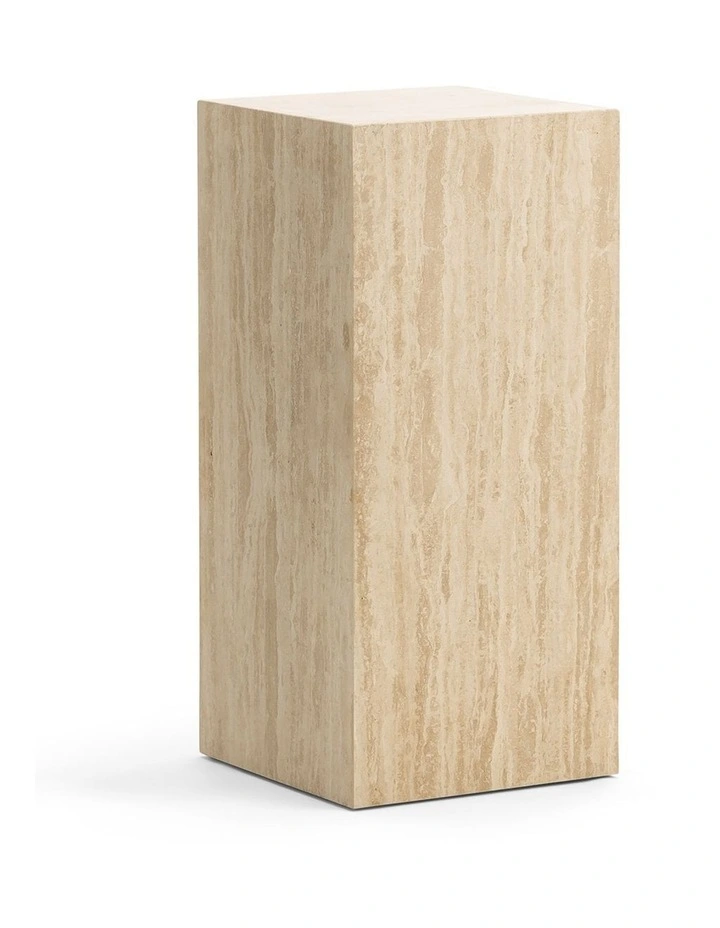 Cubie Plinth Medium In Cream Travertine image 3