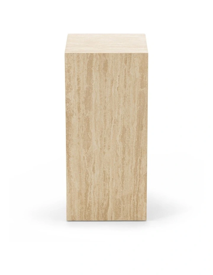 Cubie Plinth Medium In Cream Travertine image 4