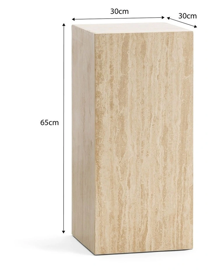 Cubie Plinth Medium In Cream Travertine image 6