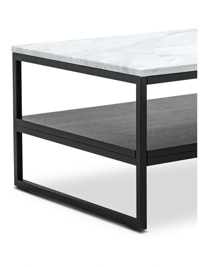 Ebonie White Marble Rectangular Coffee Table In Black image 5