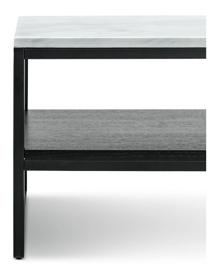 Ebonie White Marble Rectangular Coffee Table In Black image 6