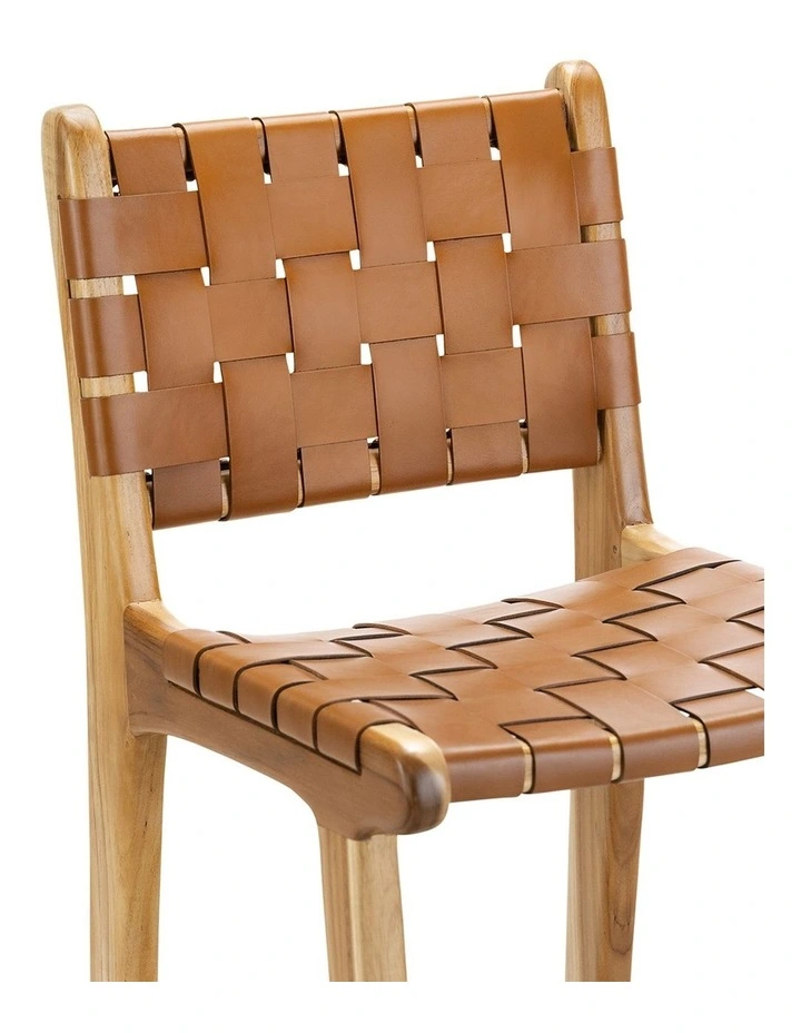 Lazie Woven Leather Counter Bar Stool in Coco Tan image 5