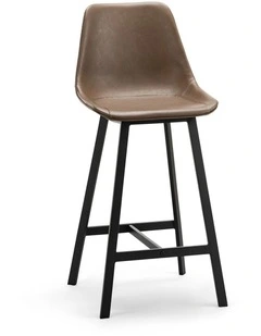 Hanns Premium Vegan Leather High Back Barstool 67cm Set Of 2 In Mocha Brown