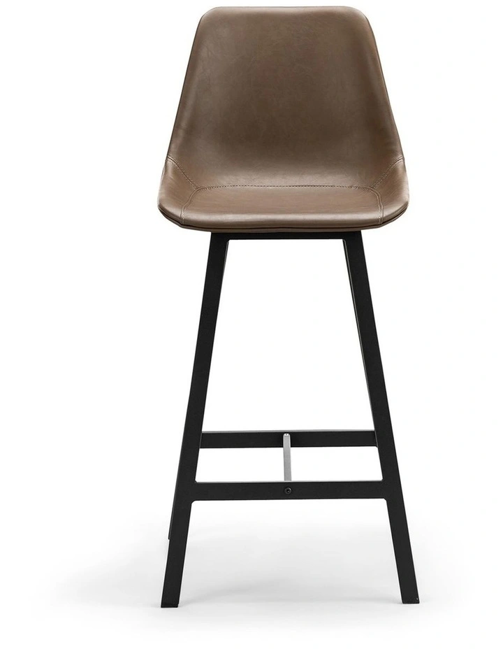 Hanns Premium Vegan Leather High Back Barstool 67cm Set Of 2 In Mocha Brown image 2