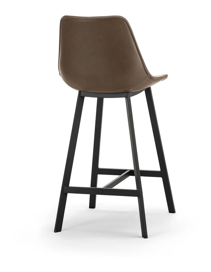 Hanns Premium Vegan Leather High Back Barstool 67cm Set Of 2 In Mocha Brown image 4