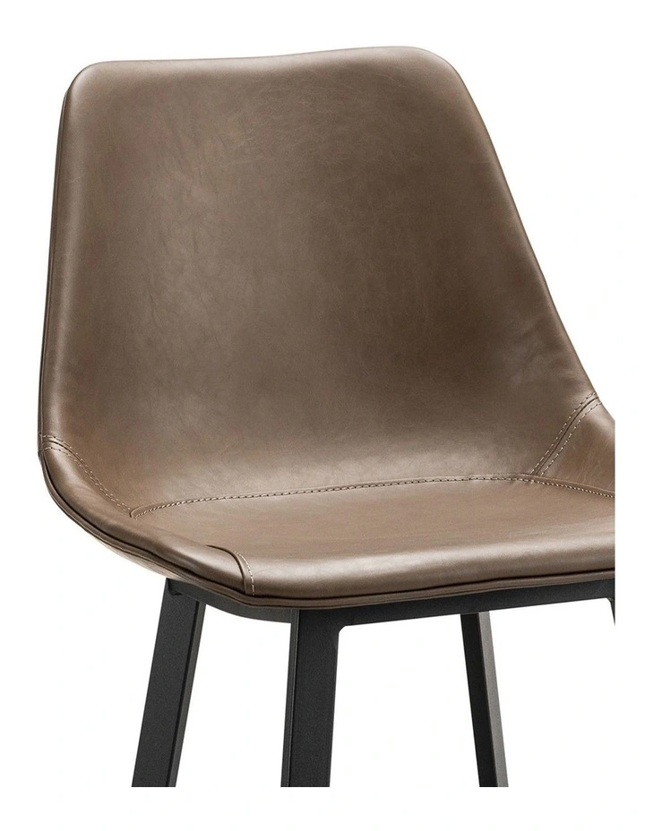 Hanns Premium Vegan Leather High Back Barstool 67cm Set Of 2 In Mocha Brown image 5