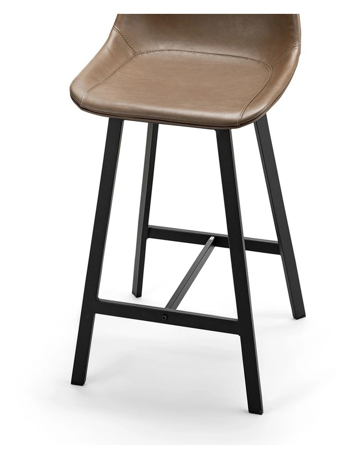 Hanns Premium Vegan Leather High Back Barstool 67cm Set Of 2 In Mocha Brown image 6