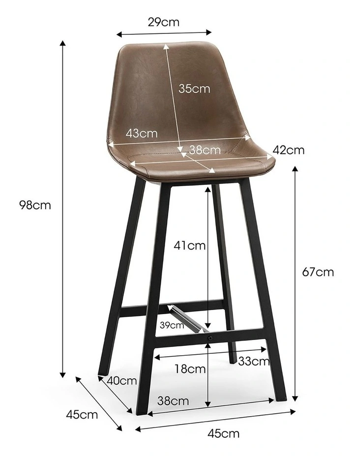Hanns Premium Vegan Leather High Back Barstool 67cm Set Of 2 In Mocha Brown image 7