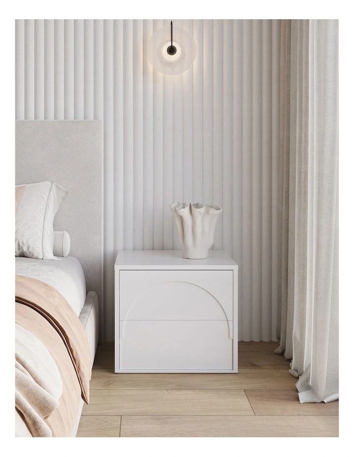 Aurora Arch 2 Drawer Bedside Table In White Oak image 2