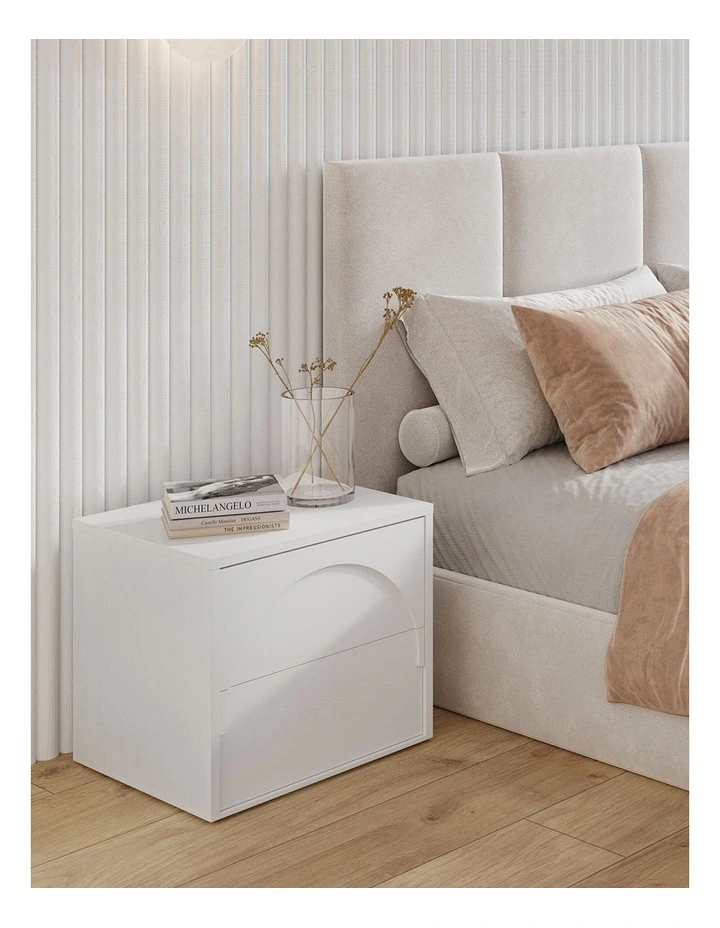 Aurora Arch 2 Drawer Bedside Table In White Oak image 3