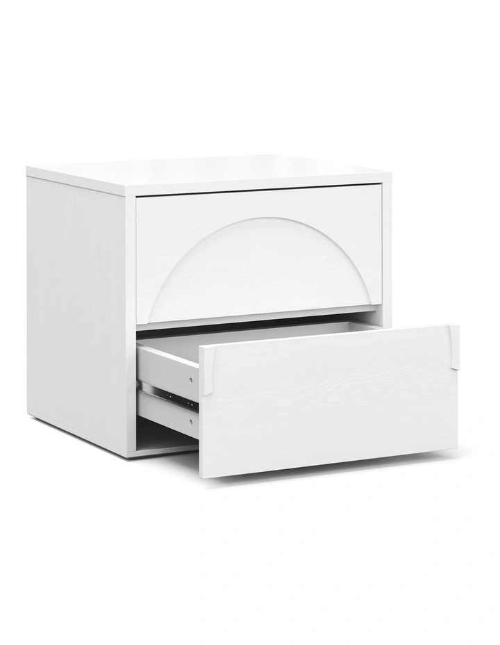 Aurora Arch 2 Drawer Bedside Table In White Oak image 5