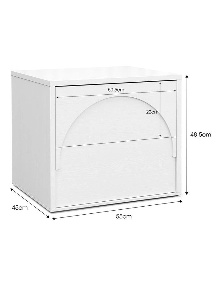 Aurora Arch 2 Drawer Bedside Table In White Oak image 6