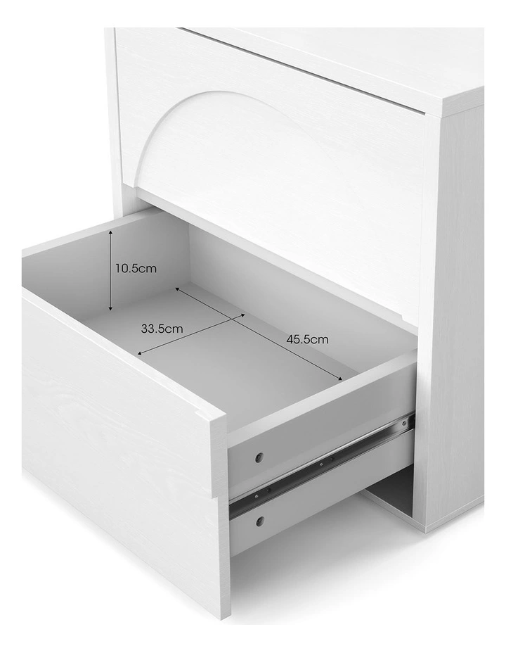 Aurora Arch 2 Drawer Bedside Table In White Oak image 7