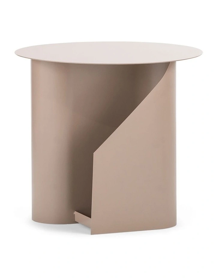 Zeke Round Side Table In Taupe image 1
