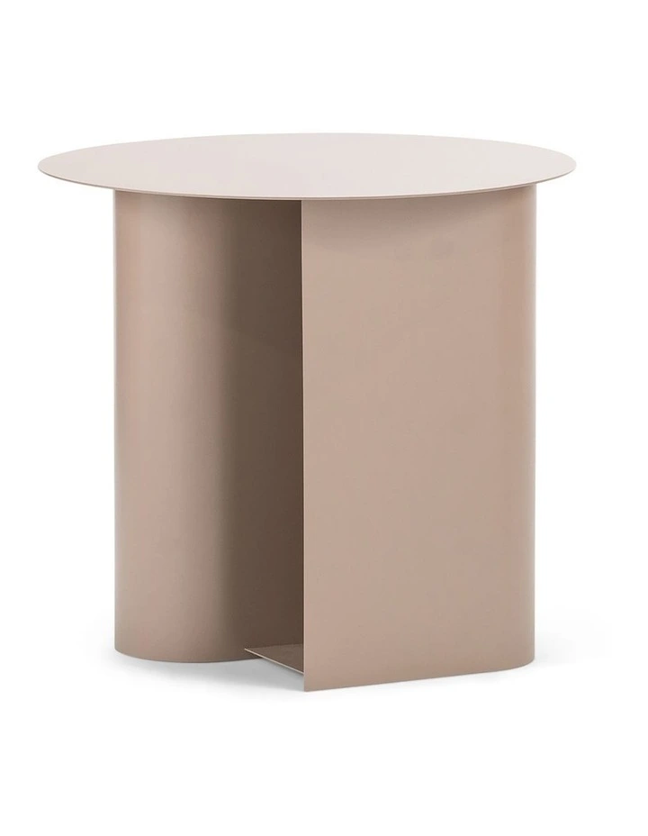 Zeke Round Side Table in Taupe image 2