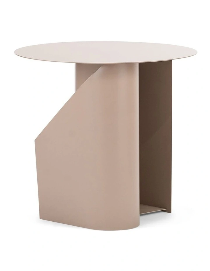 Zeke Round Side Table in Taupe image 3