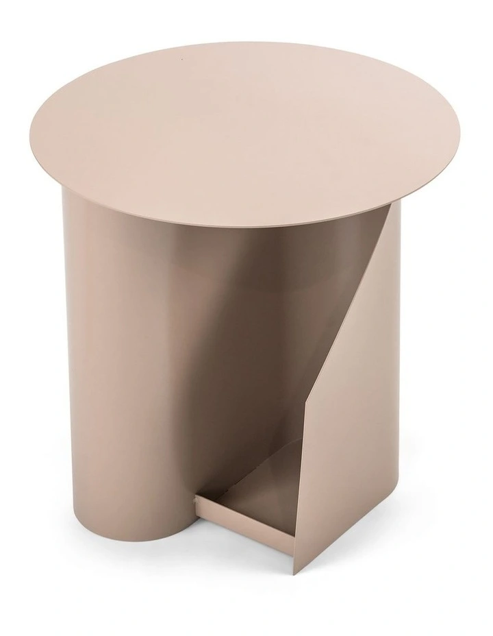 Zeke Round Side Table in Taupe image 4