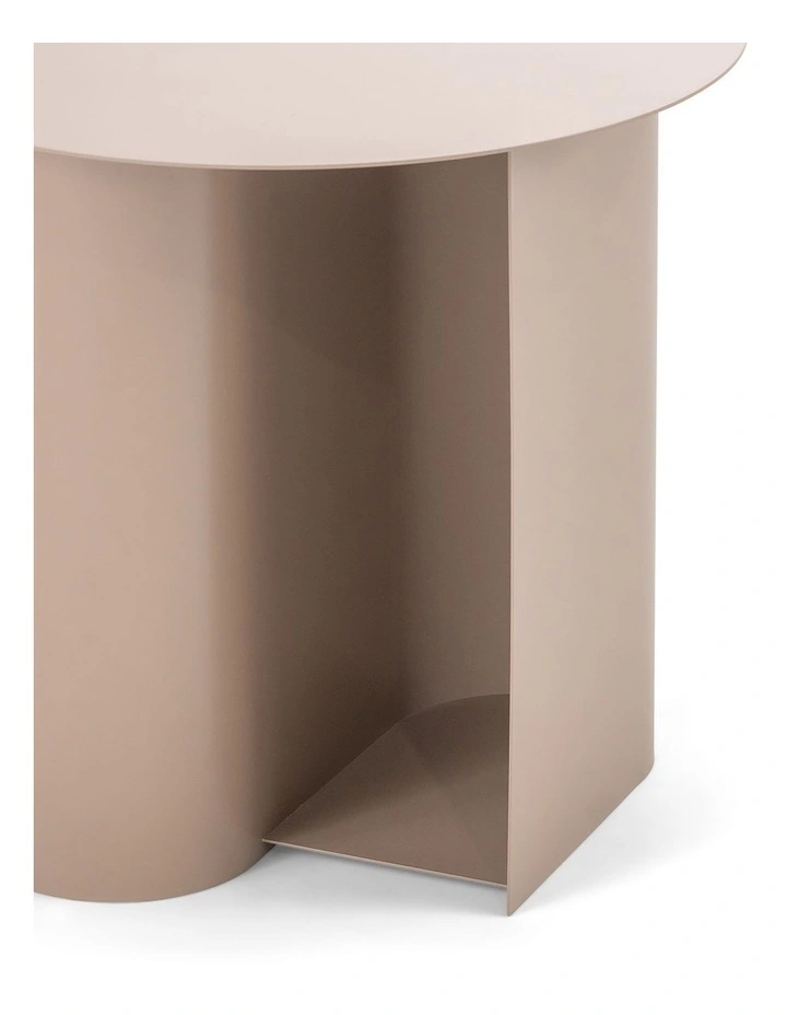 Zeke Round Side Table in Taupe image 5