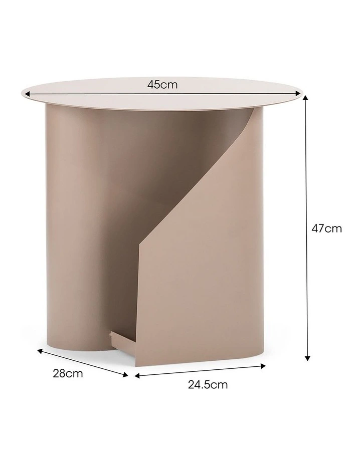 Zeke Round Side Table in Taupe image 6
