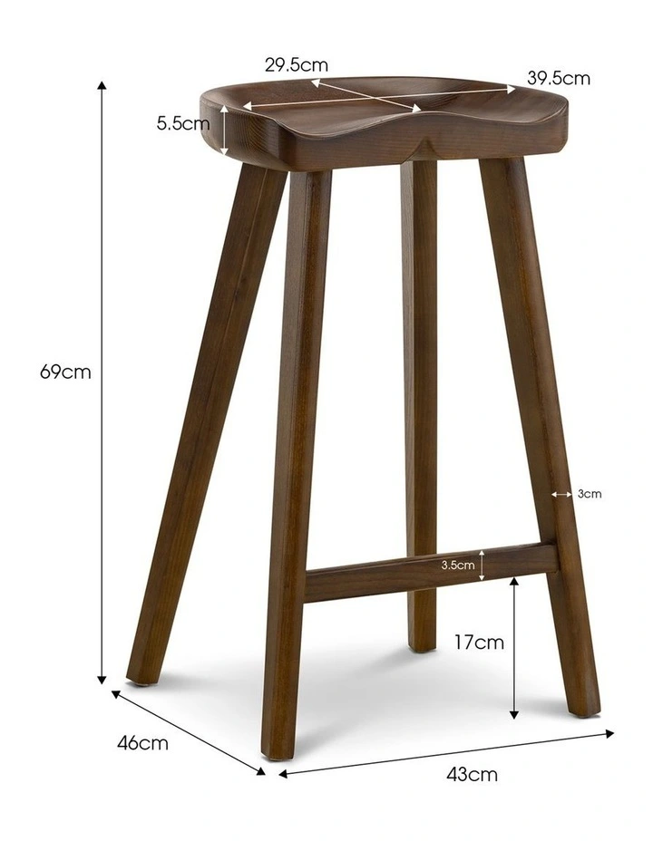 Moku Solid Ashwood Tractor Seat Barstool Set Of 2 In Brown Ash image 6