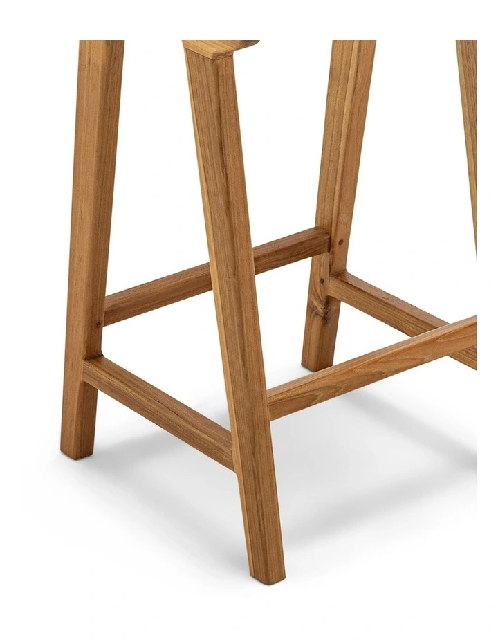 Casey Flat Leather Barstool 66cm In Olive Green image 6