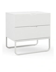 Dante 2 Drawer Bedside Table In White Oak