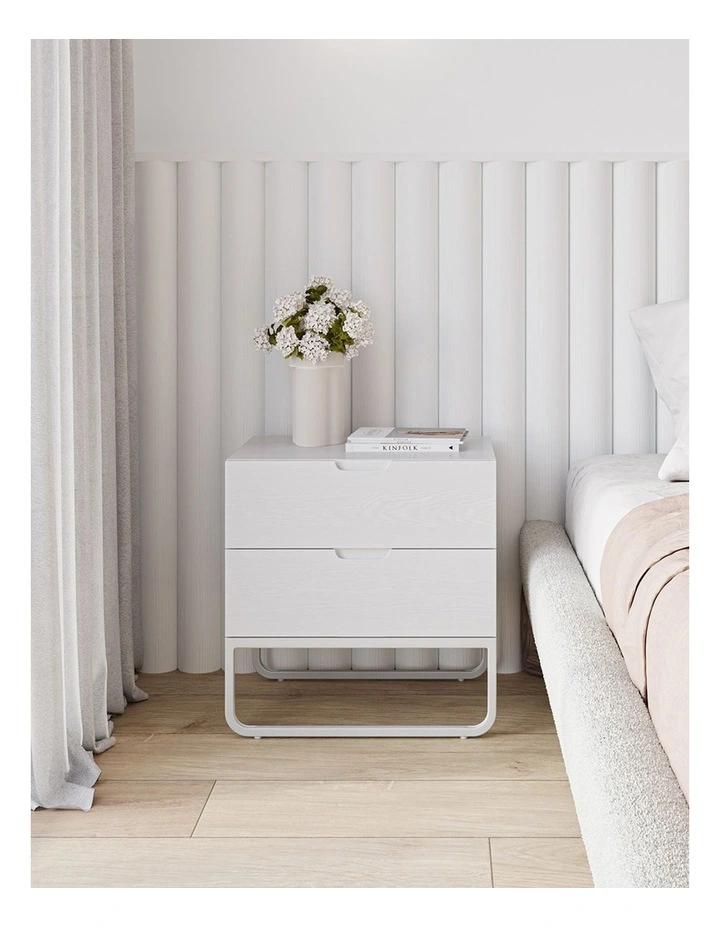 Dante 2 Drawer Bedside Table In White Oak image 2
