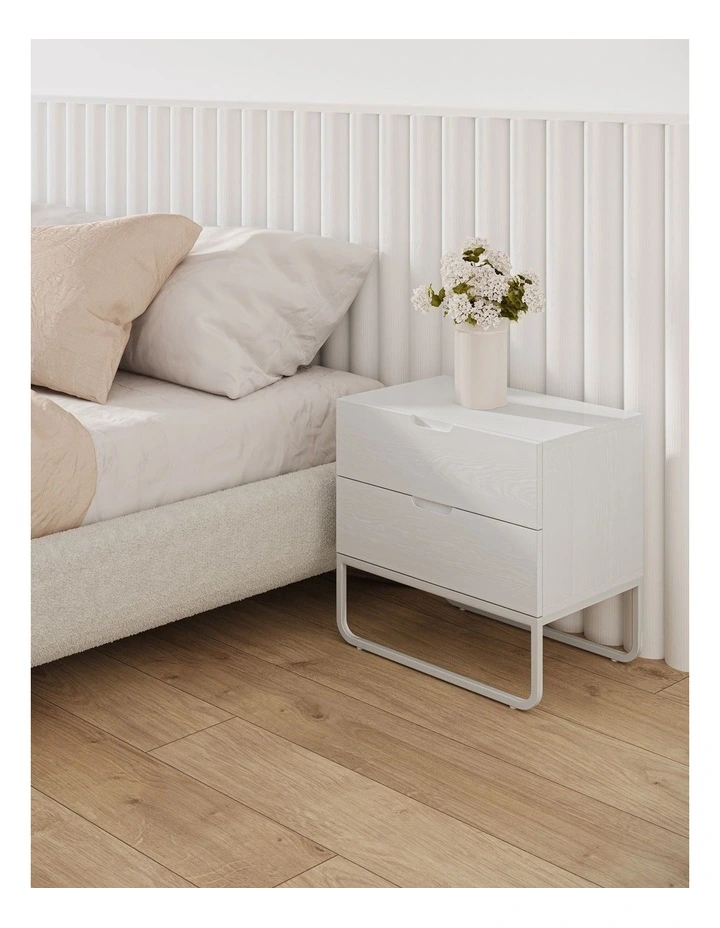 Dante 2 Drawer Bedside Table In White Oak image 3