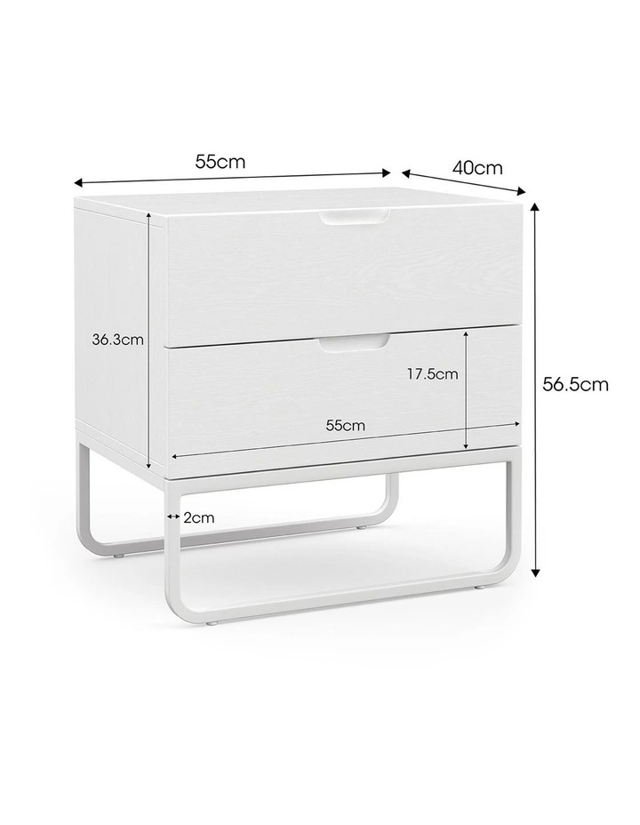 Dante 2 Drawer Bedside Table In White Oak image 6