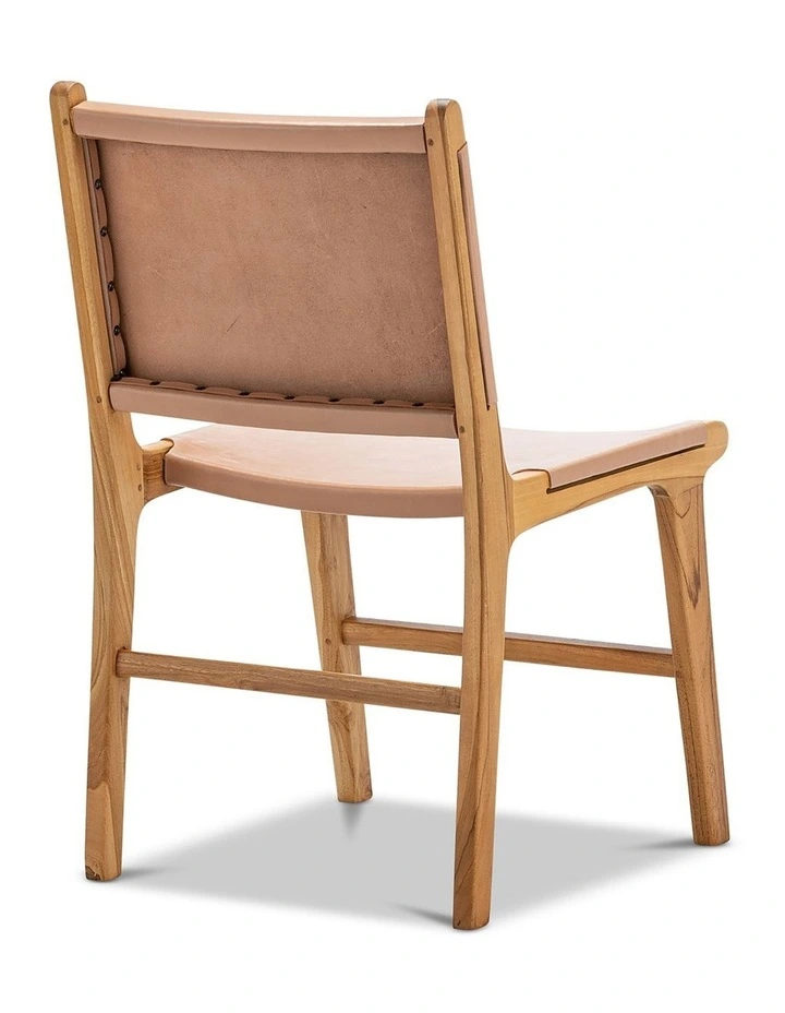 Casey Flat Leather Dining Chairs Set Of 2 In Nude Tan image 4