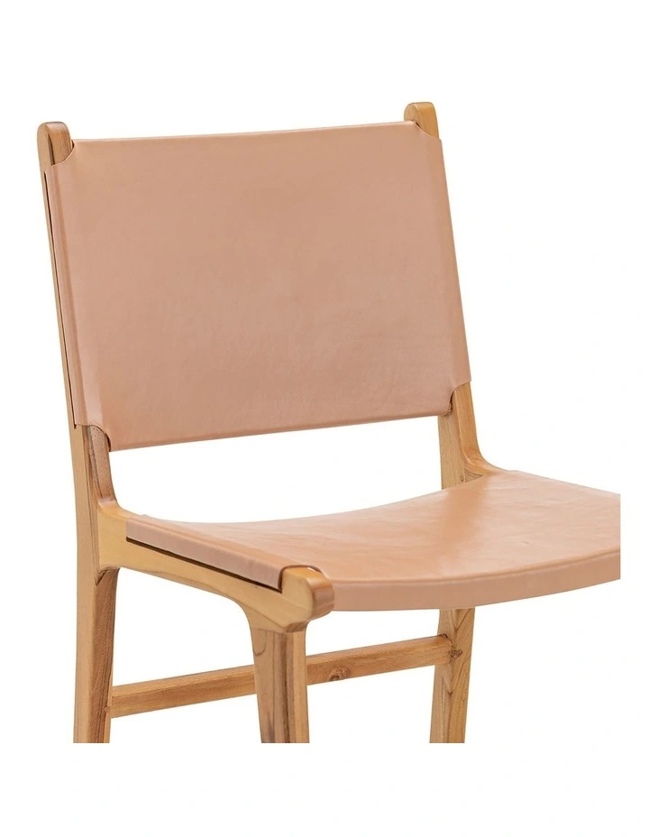 Casey Flat Leather Dining Chairs Set Of 2 In Nude Tan image 5