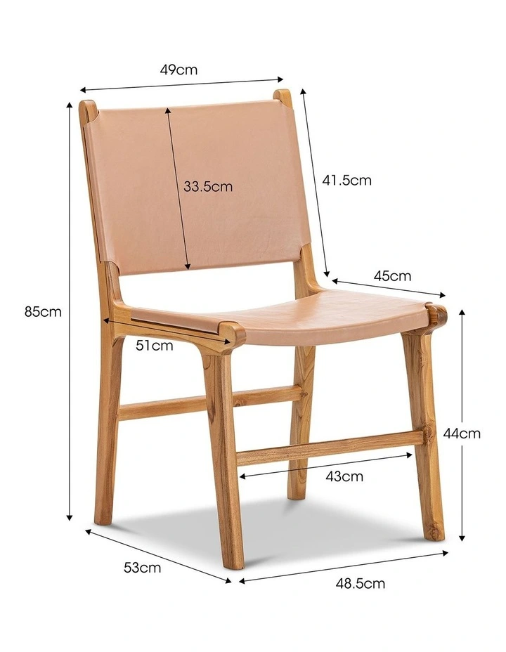Casey Flat Leather Dining Chairs Set Of 2 In Nude Tan image 7