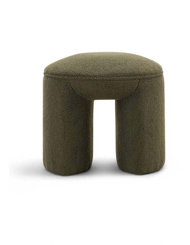 Remi Round Ottoman Stool In Teddy Moss image 2