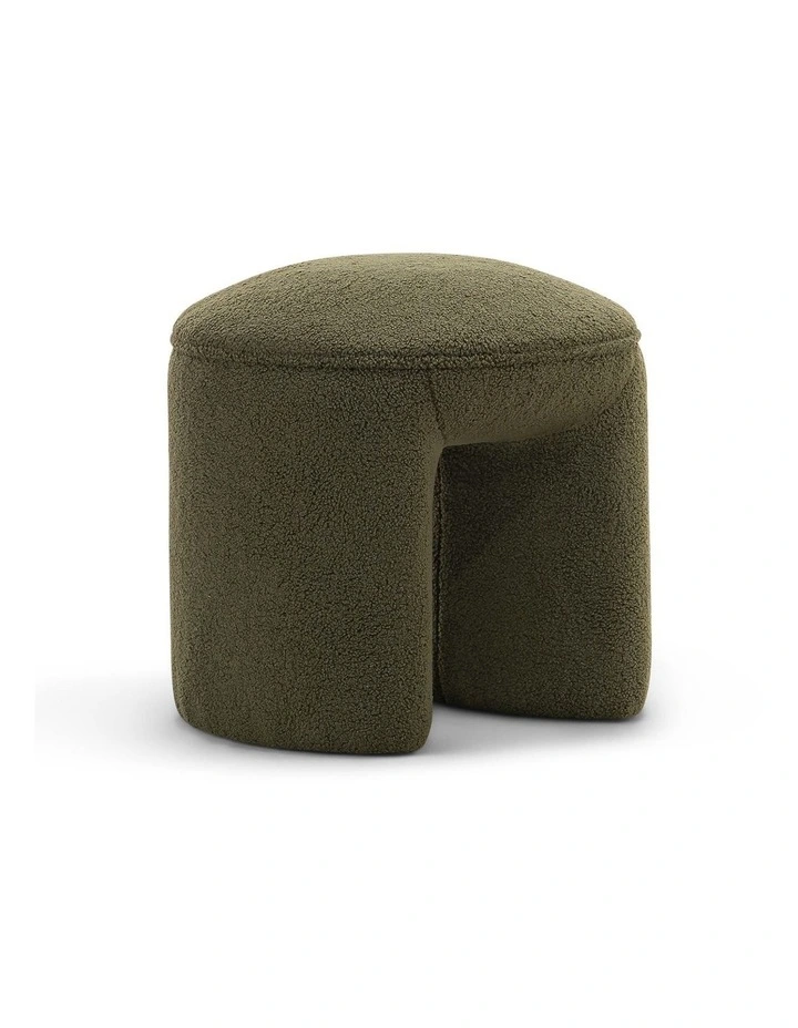Remi Round Ottoman Stool In Teddy Moss image 3