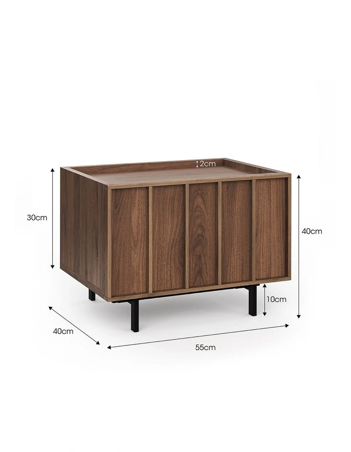 Linea Bedside Table In Light Walnut image 6